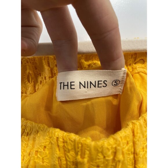 The Nines Eyelet Off The Shoulder Blouse Size Small Layered Sleeve Yellow Hippie - Picture 5 of 8